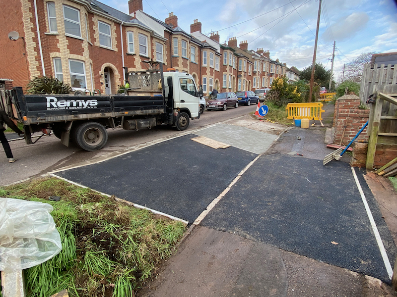 Tarmac and Concrete Dropped Kerb Installation for Driveway access in Sidmouth - Remys.uk